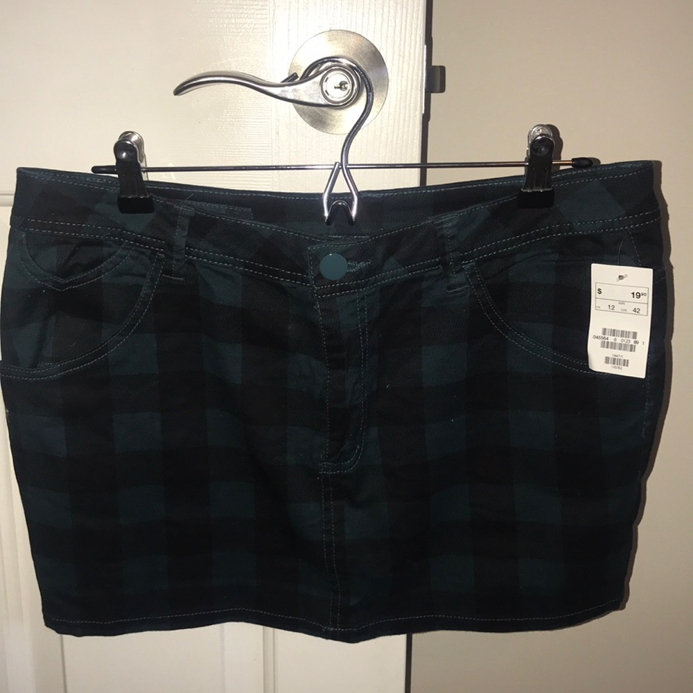 Plaid Denim Mini Skirt